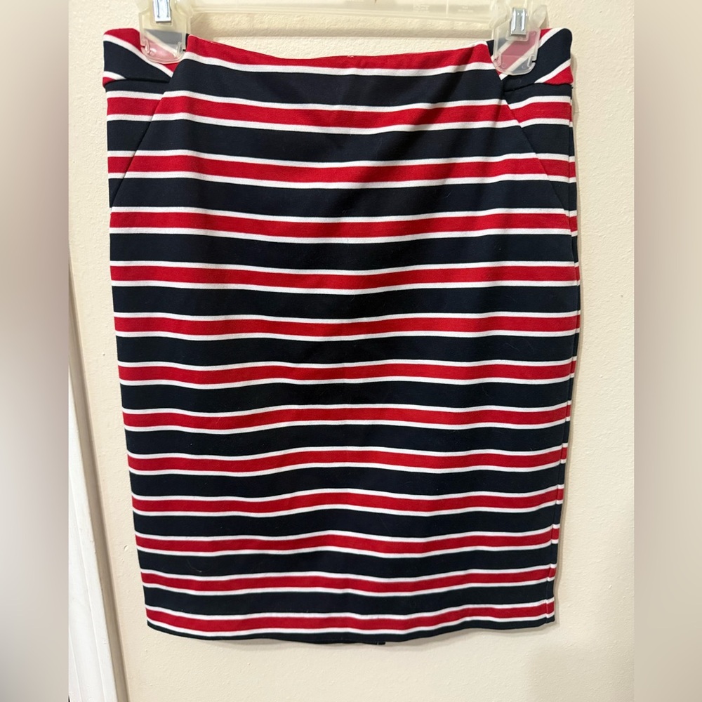 The Limited Red and Black Striped Pencil Skirt